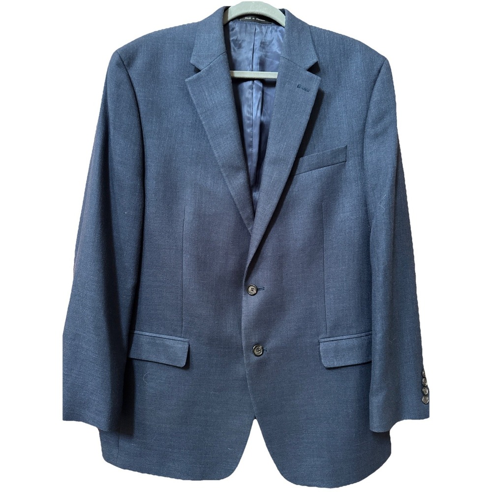 Lauren Ralph Lauren Linen Sport Coat Blazer Men 44L Navy Blue Classic Luxury